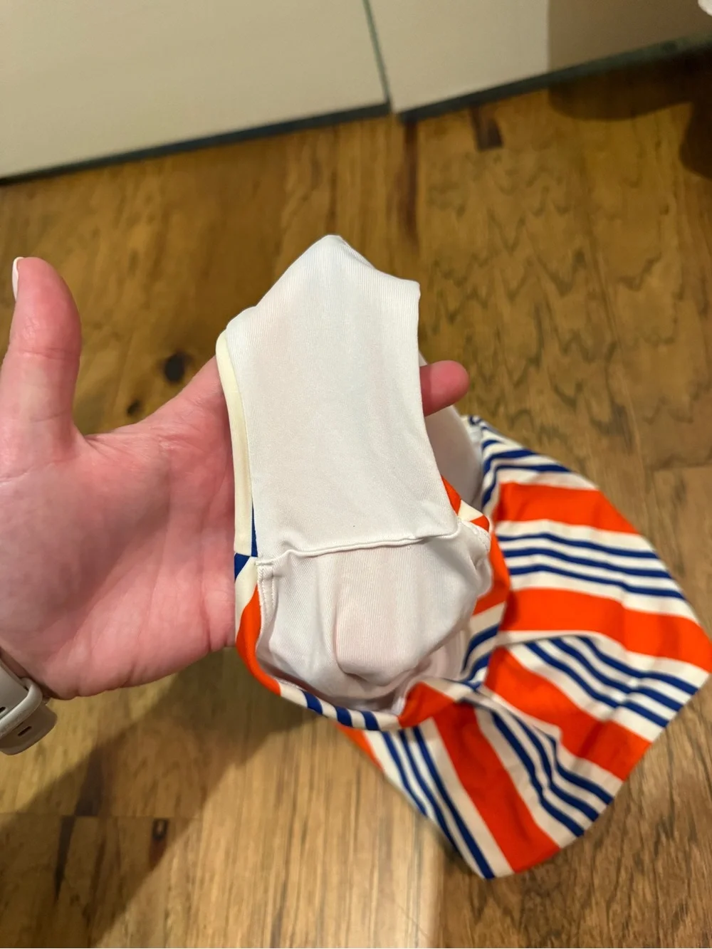 Women’s High-Waist Swim Bottoms - Orange & Blue Stripe